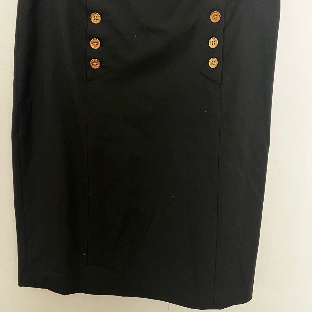 Lauren Ralph Lauren Black Pencil Skirt with Button Accents